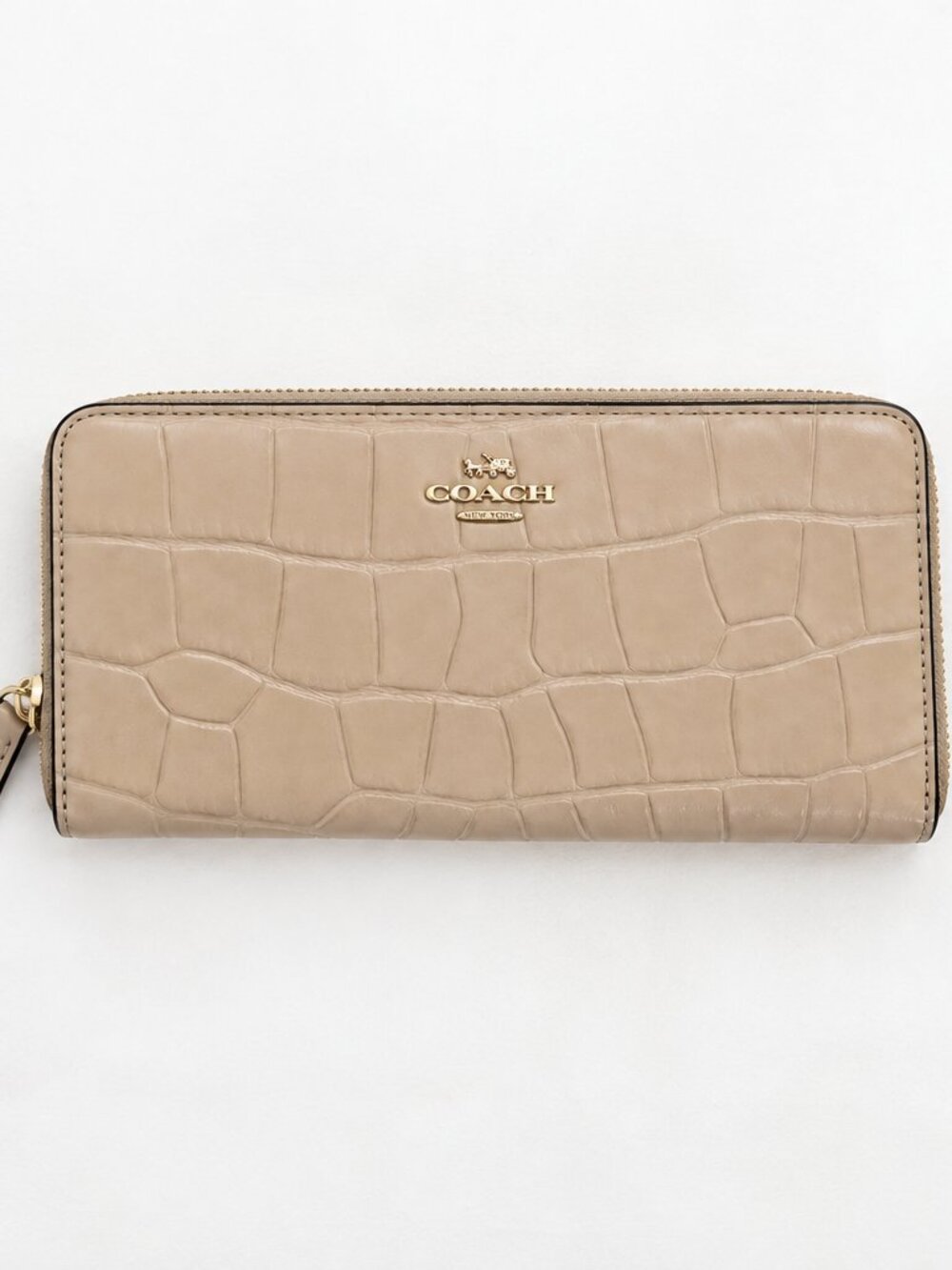 Coach Madison Parchment Croc Embossed Leather Zip Wallet F49976